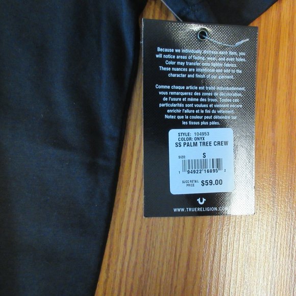 NEW! TRUE RELIGION 100% COTTON T-SHIRT BLACK - Picture 4 of 6